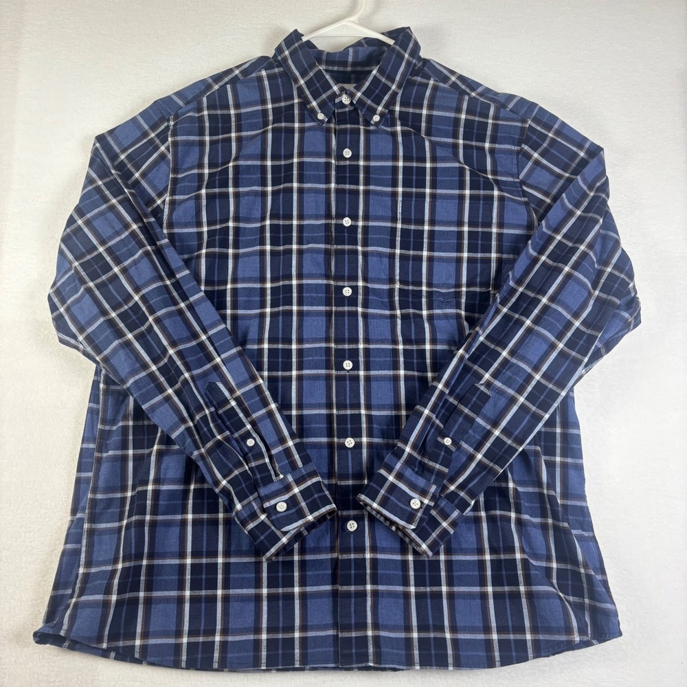 Sonoma Goods For Life Mens XXL Blue Brown Plaid Button Down Shirt MS03W100RR3
